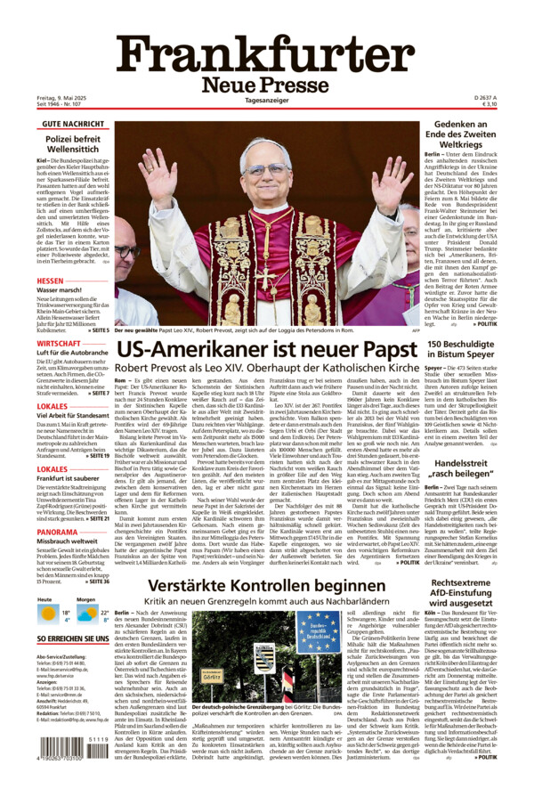 Frankfurter Neue Presse vom Freitag, 09.05.2025