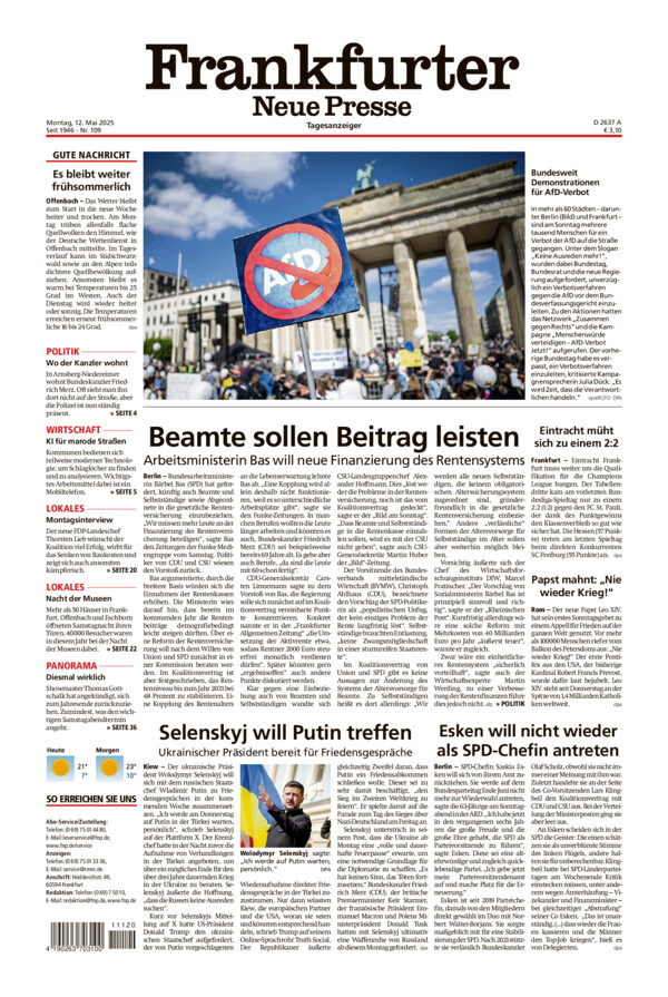 Frankfurter Neue Presse vom Montag, 12.05.2025