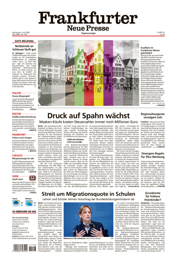 Frankfurter Neue Presse vom Dienstag, 08.07.2025
