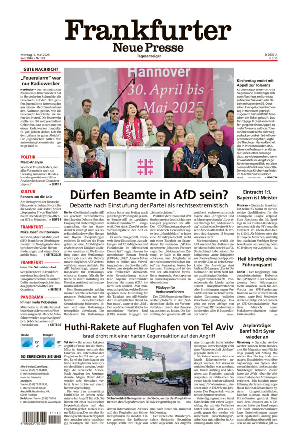 Frankfurter Neue Presse vom Montag, 05.05.2025