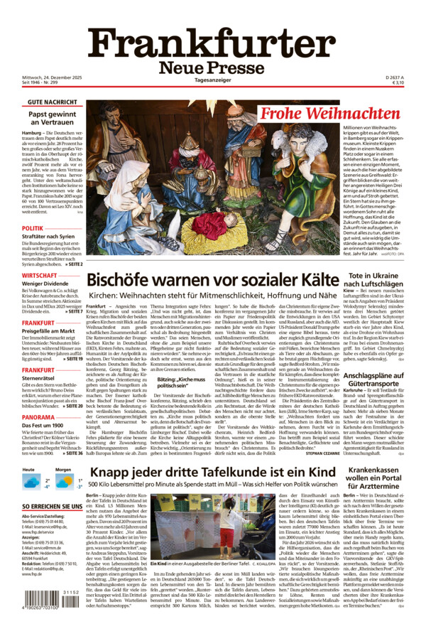 Frankfurter Neue Presse vom Mittwoch, 24.12.2025