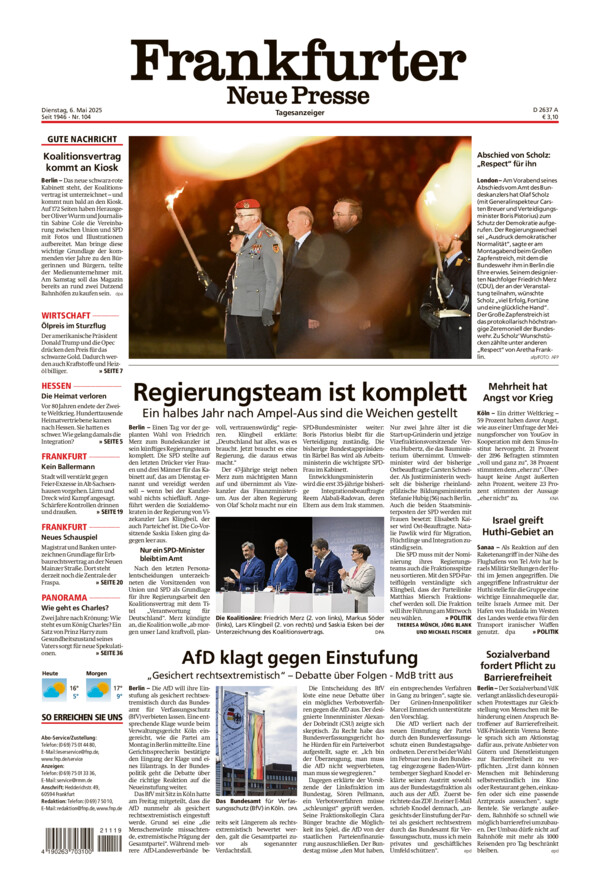 Frankfurter Neue Presse vom Dienstag, 06.05.2025