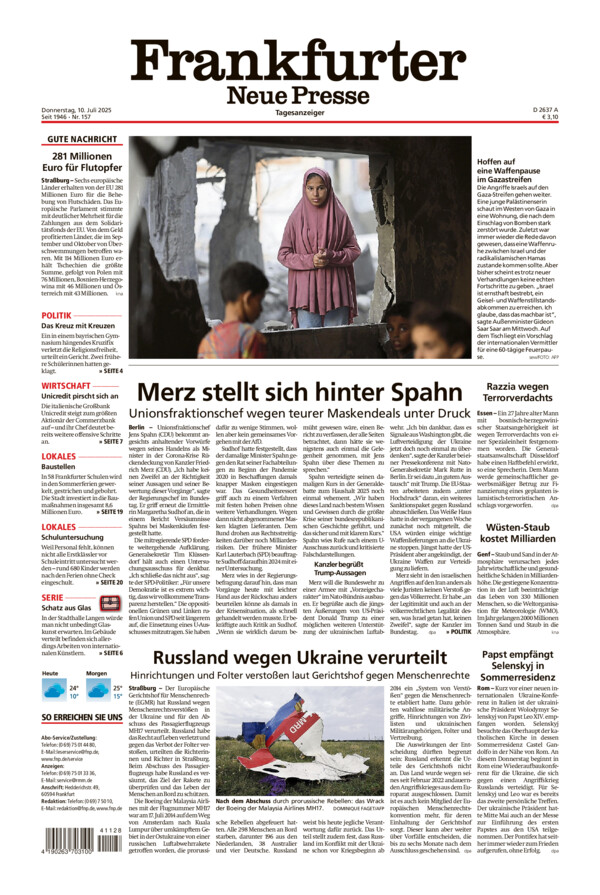 Frankfurter Neue Presse vom Donnerstag, 10.07.2025