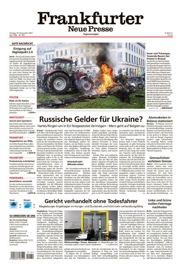 Frankfurter Neue Presse vom Freitag, 19.12.2025