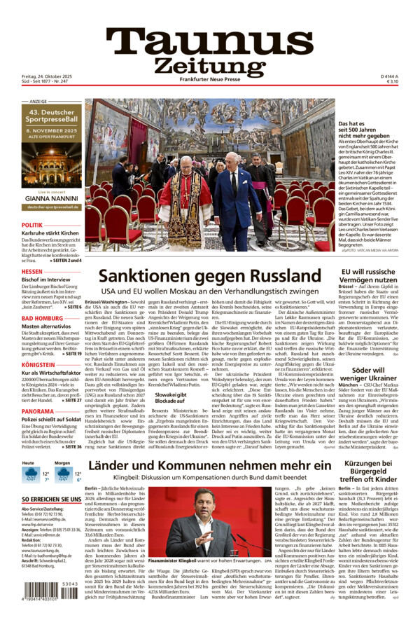 Taunus Zeitung vom Freitag, 24.10.2025