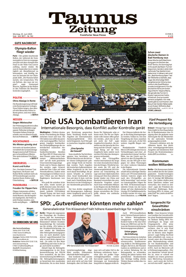 Taunus Zeitung vom Montag, 23.06.2025