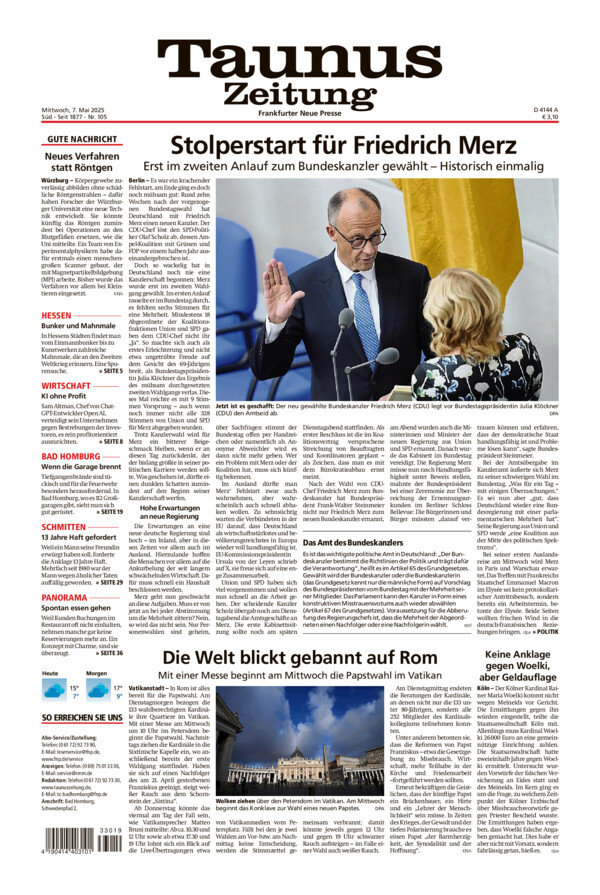 Taunus Zeitung vom Mittwoch, 07.05.2025
