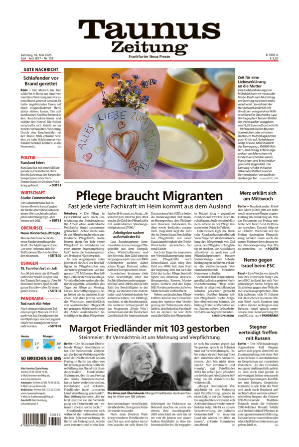 Taunus Zeitung vom Samstag, 10.05.2025