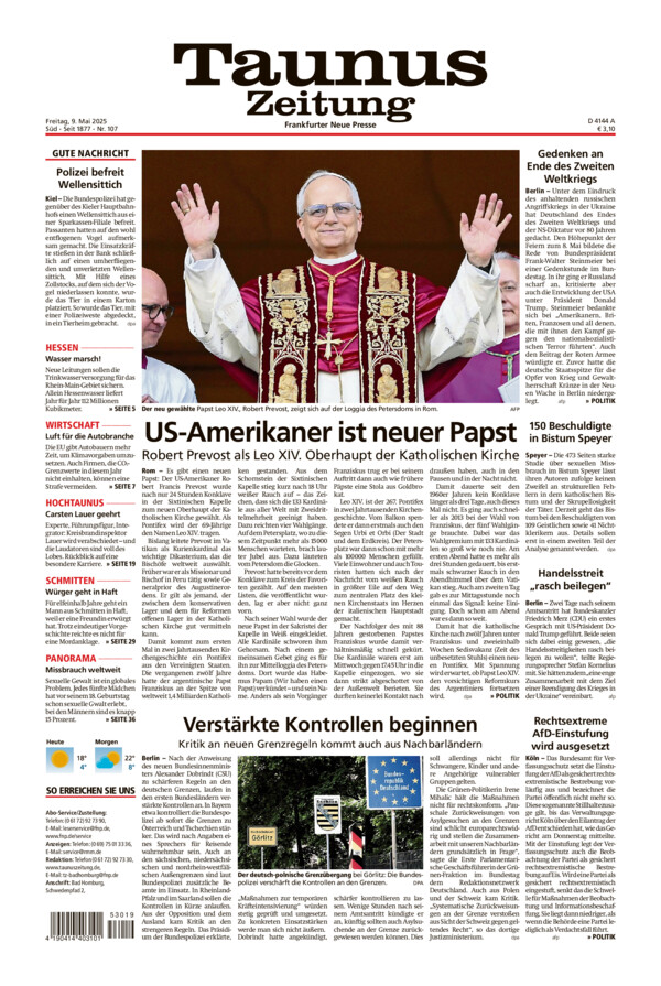 Taunus Zeitung vom Freitag, 09.05.2025