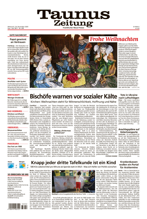 Taunus Zeitung vom Mittwoch, 24.12.2025