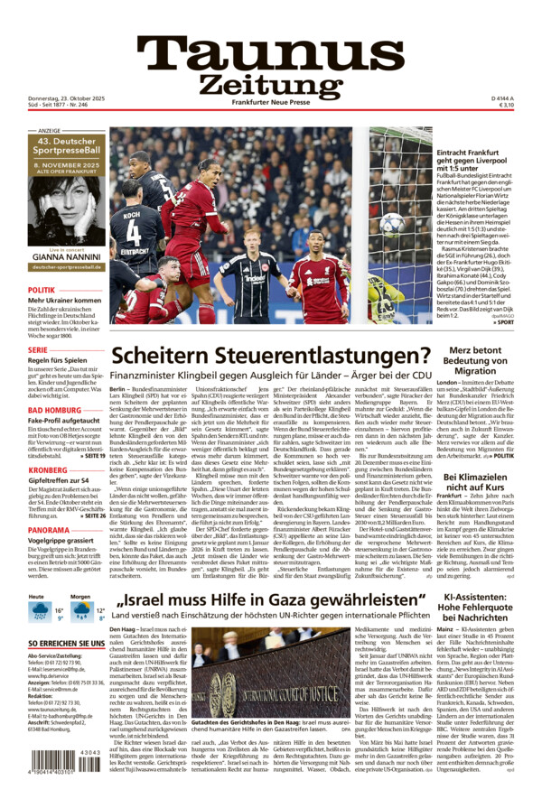 Taunus Zeitung vom Donnerstag, 23.10.2025