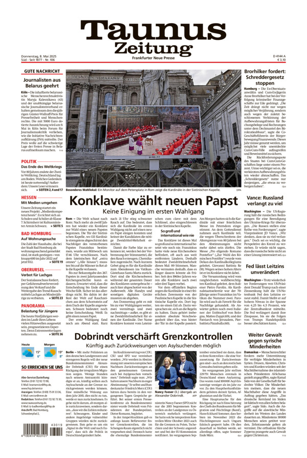 Taunus Zeitung vom Donnerstag, 08.05.2025