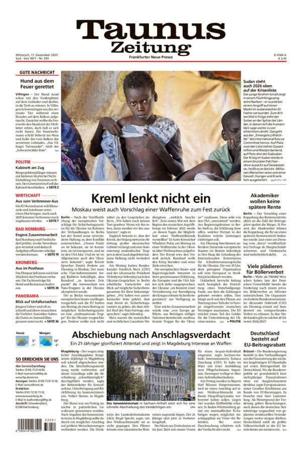 Taunus Zeitung vom Mittwoch, 17.12.2025