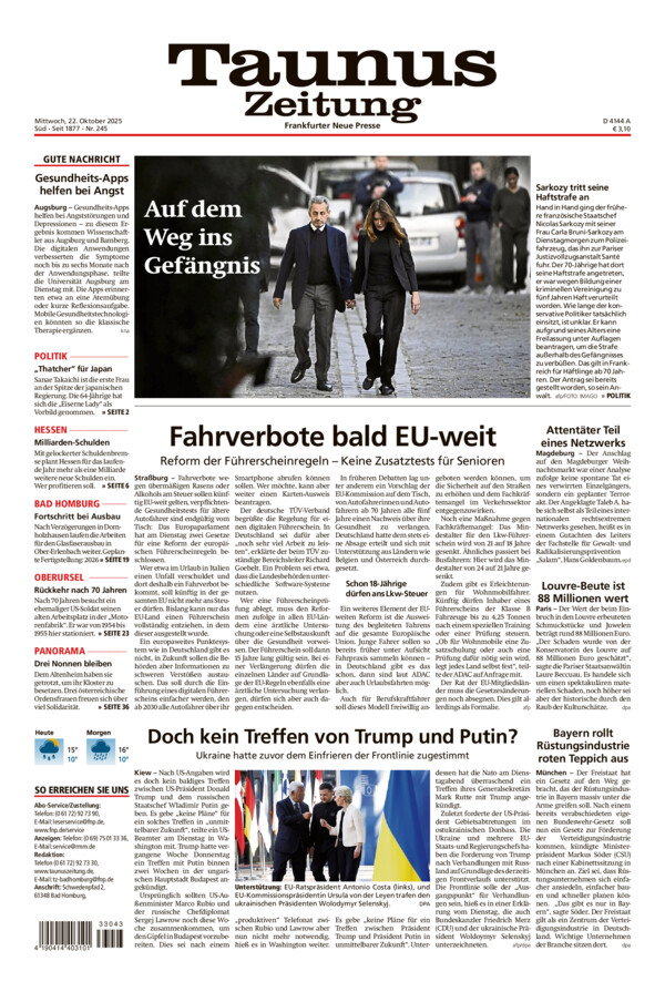 Taunus Zeitung vom Mittwoch, 22.10.2025