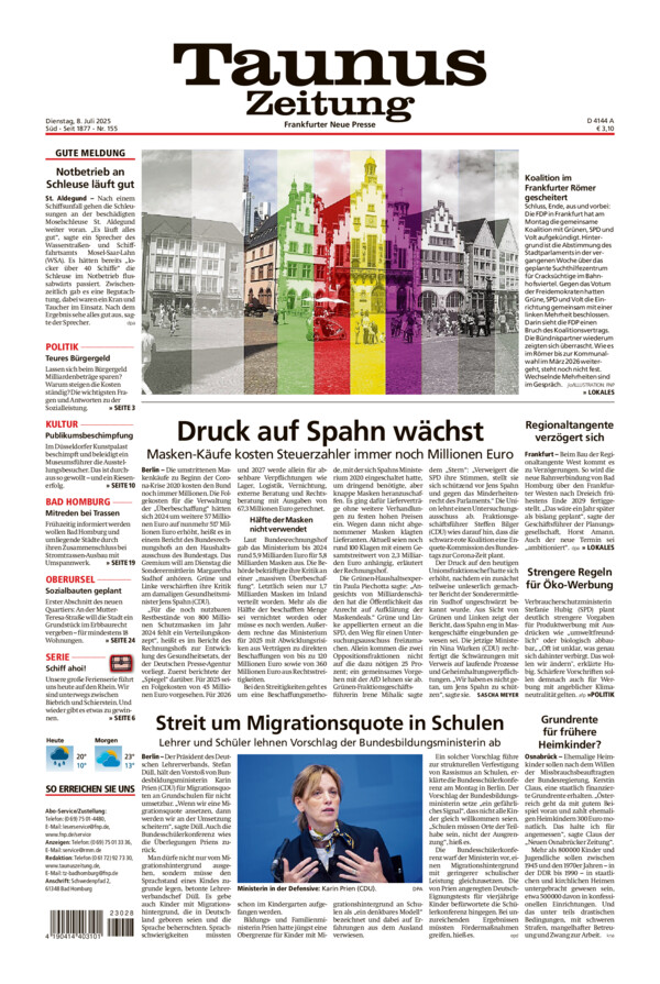 Taunus Zeitung vom Dienstag, 08.07.2025