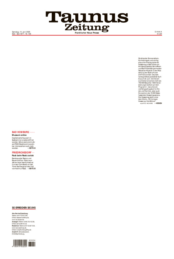 Taunus Zeitung vom Samstag, 14.06.2025