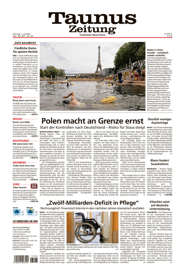 Taunus Zeitung vom Montag, 07.07.2025