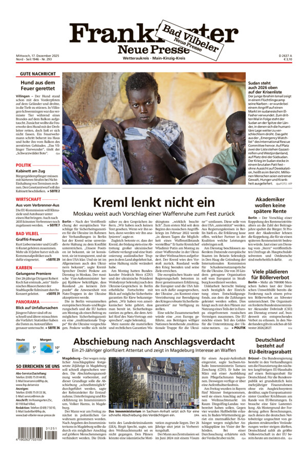 Bad Vilbeler Neue Presse vom Mittwoch, 17.12.2025