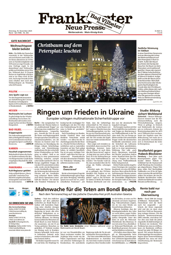 Bad Vilbeler Neue Presse vom Dienstag, 16.12.2025