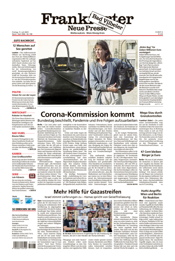 Bad Vilbeler Neue Presse vom Freitag, 11.07.2025