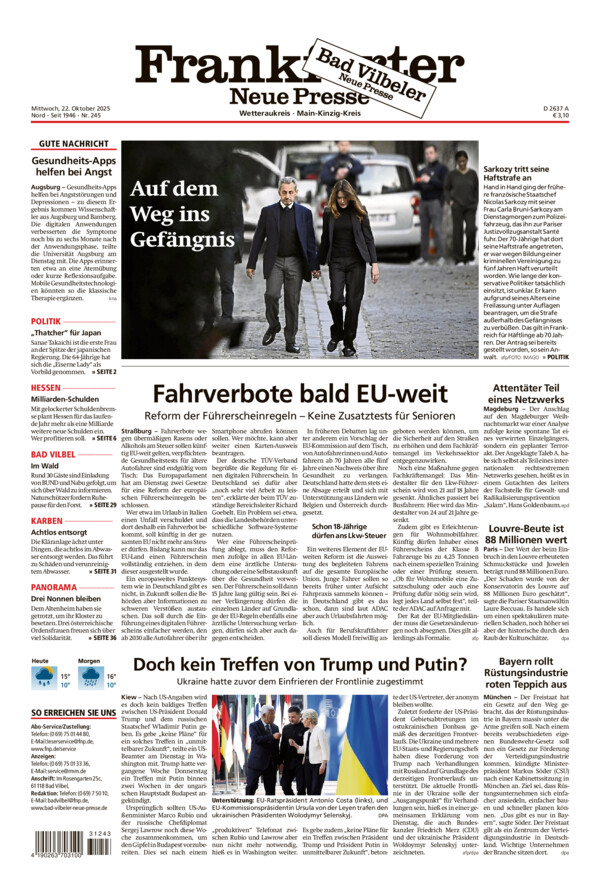 Bad Vilbeler Neue Presse vom Mittwoch, 22.10.2025