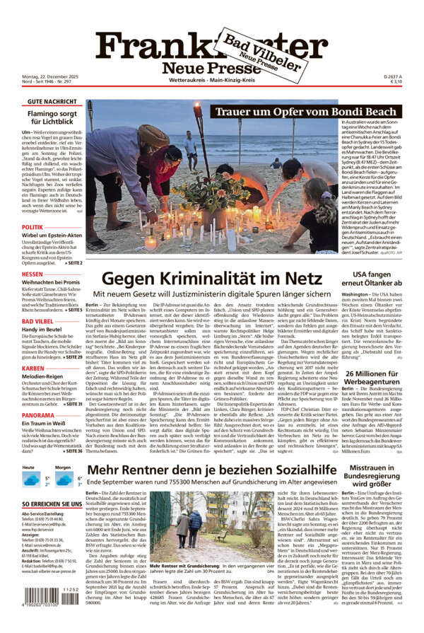 Bad Vilbeler Neue Presse vom Montag, 22.12.2025