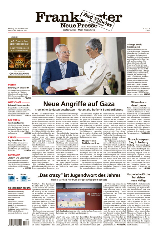 Bad Vilbeler Neue Presse vom Montag, 20.10.2025