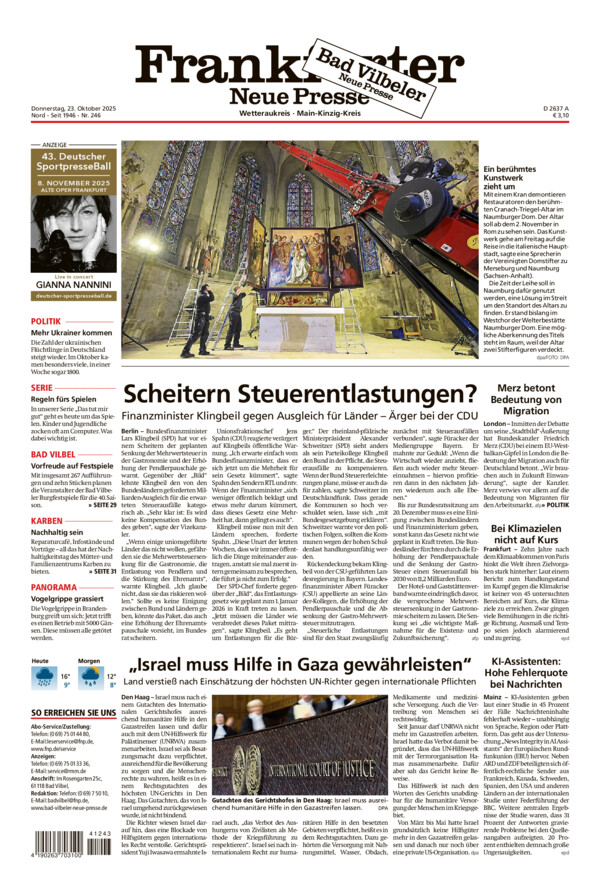 Bad Vilbeler Neue Presse vom Donnerstag, 23.10.2025