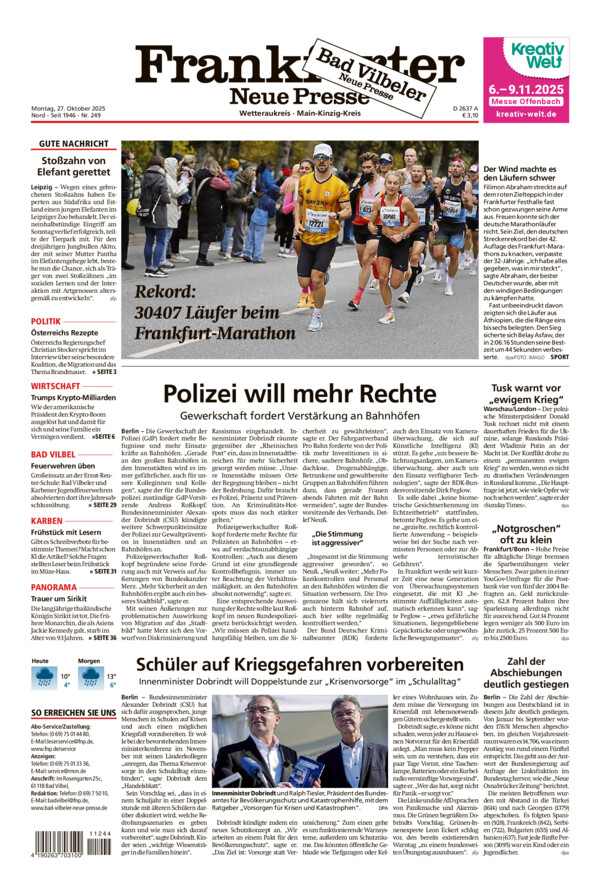 Bad Vilbeler Neue Presse vom Montag, 27.10.2025