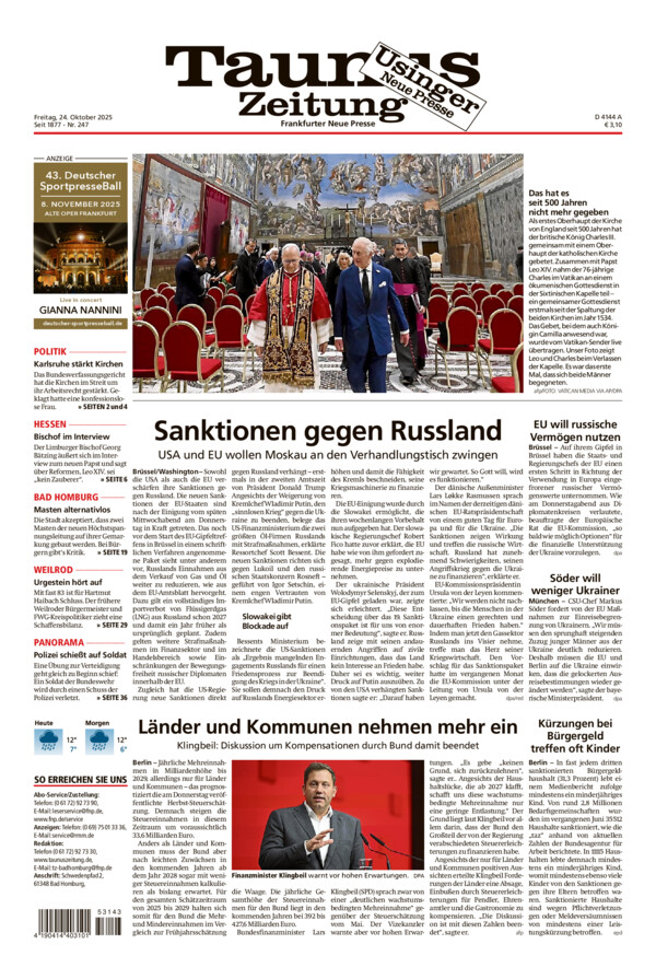 Usinger Neue Presse vom Freitag, 24.10.2025