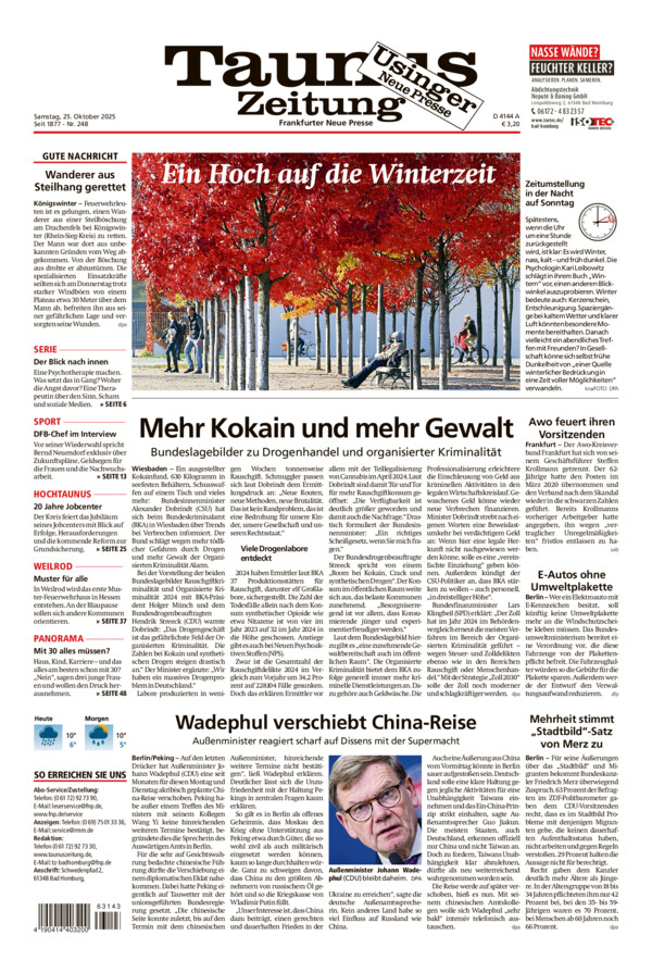 Usinger Neue Presse vom Samstag, 25.10.2025