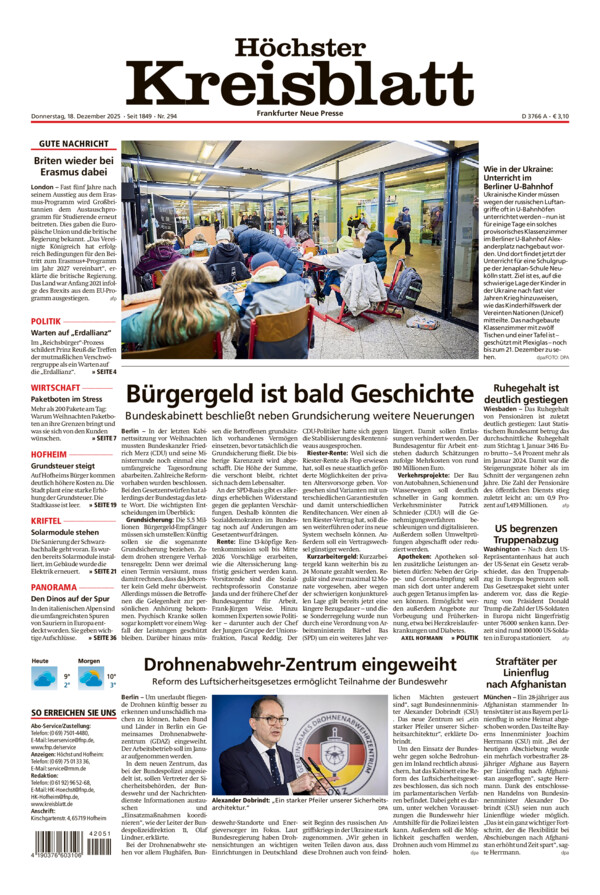Höchster Kreisblatt vom Donnerstag, 18.12.2025