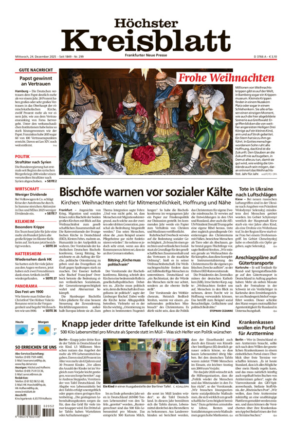 Höchster Kreisblatt vom Mittwoch, 24.12.2025