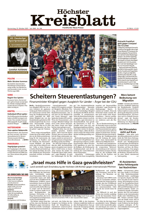 Höchster Kreisblatt vom Donnerstag, 23.10.2025