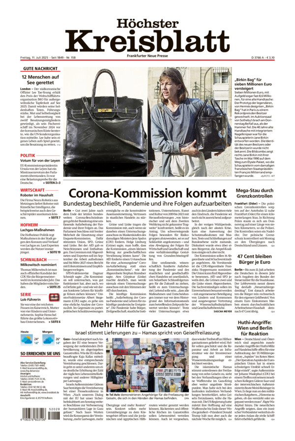 Höchster Kreisblatt vom Freitag, 11.07.2025