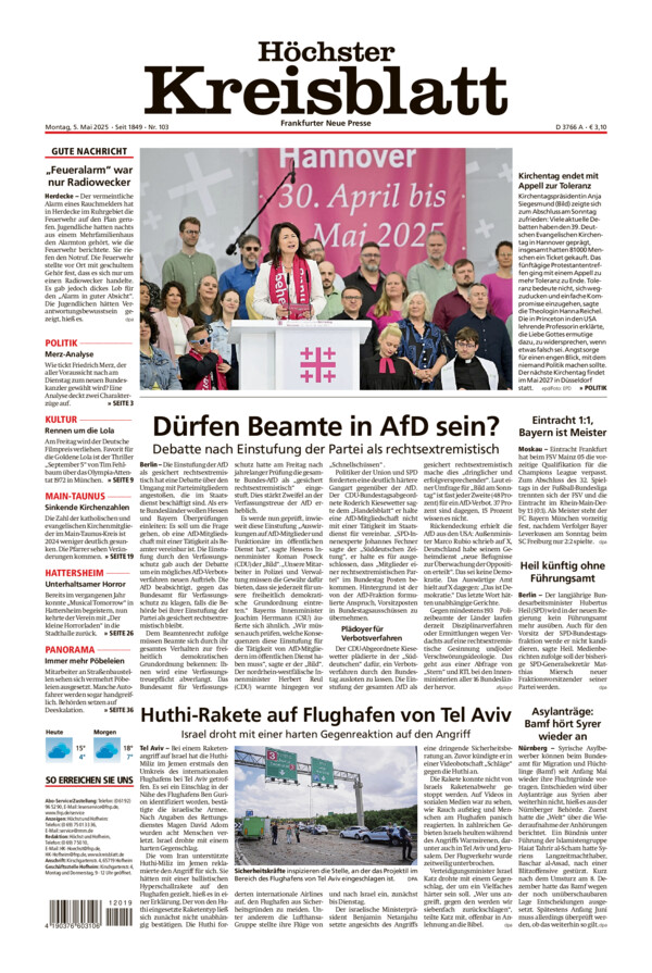 Höchster Kreisblatt vom Montag, 05.05.2025