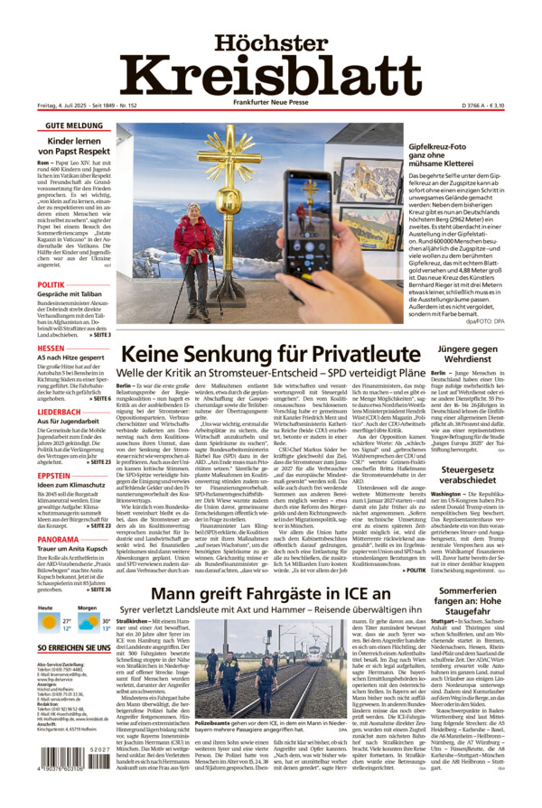 Höchster Kreisblatt vom Freitag, 04.07.2025