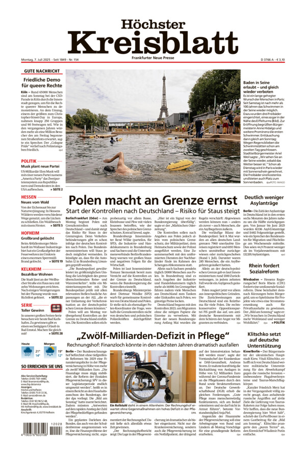 Höchster Kreisblatt vom Montag, 07.07.2025