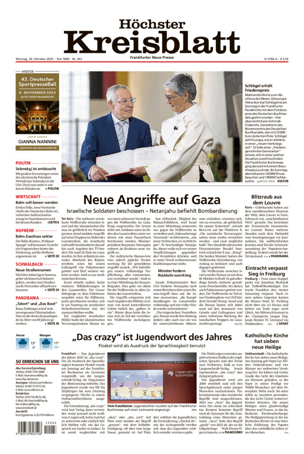Höchster Kreisblatt vom Montag, 20.10.2025