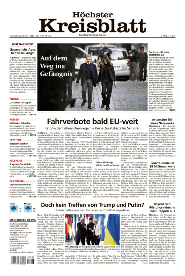 Höchster Kreisblatt vom Mittwoch, 22.10.2025
