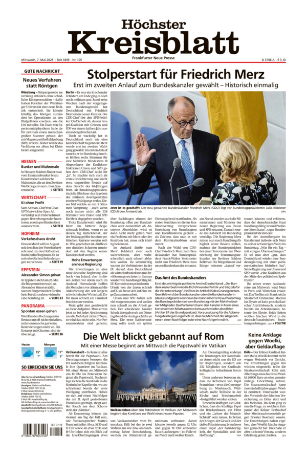 Höchster Kreisblatt vom Mittwoch, 07.05.2025