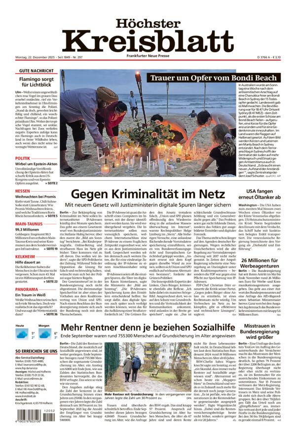 Höchster Kreisblatt vom Montag, 22.12.2025