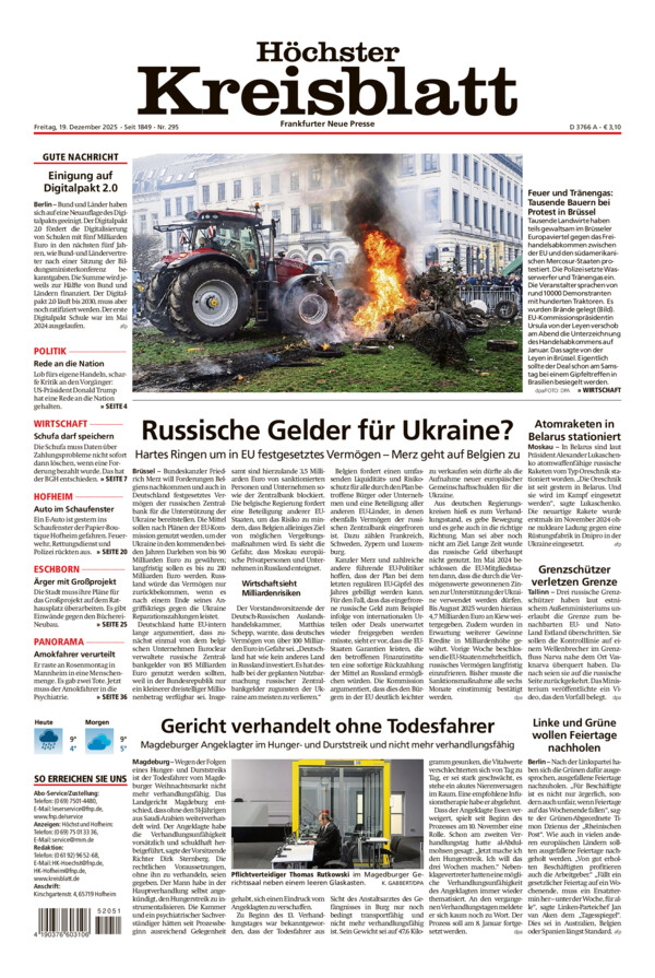 Höchster Kreisblatt vom Freitag, 19.12.2025