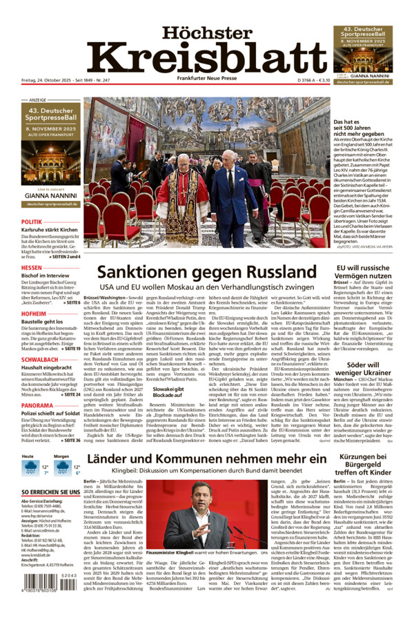Höchster Kreisblatt vom Freitag, 24.10.2025