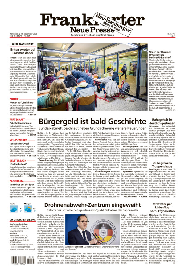 Neu-Isenburger Neue Presse vom Donnerstag, 18.12.2025