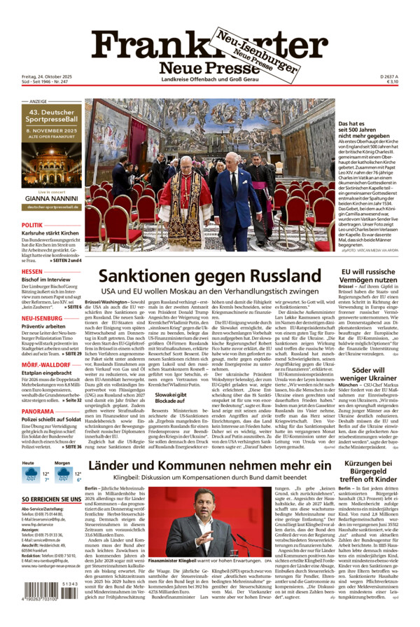 Neu-Isenburger Neue Presse vom Freitag, 24.10.2025