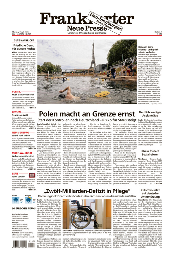 Neu-Isenburger Neue Presse vom Montag, 07.07.2025