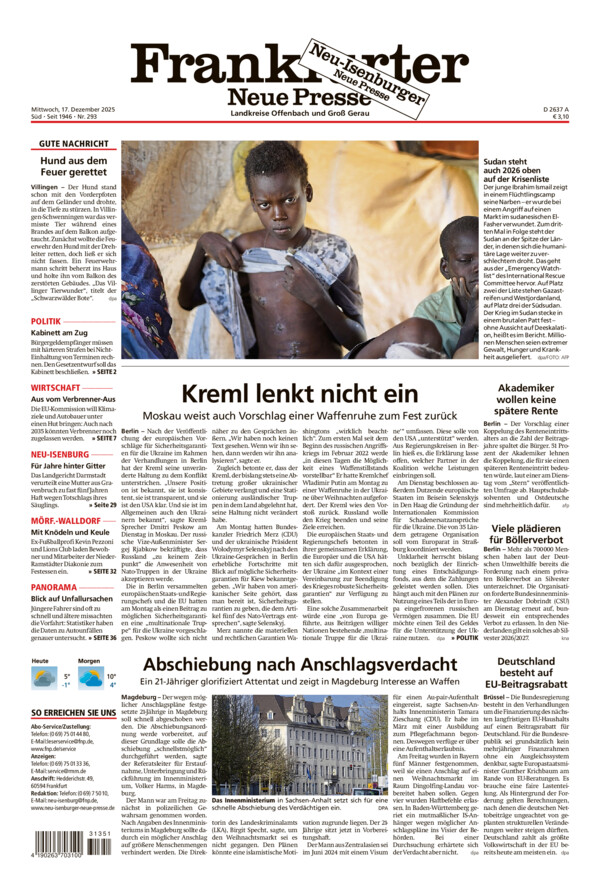 Neu-Isenburger Neue Presse vom Mittwoch, 17.12.2025