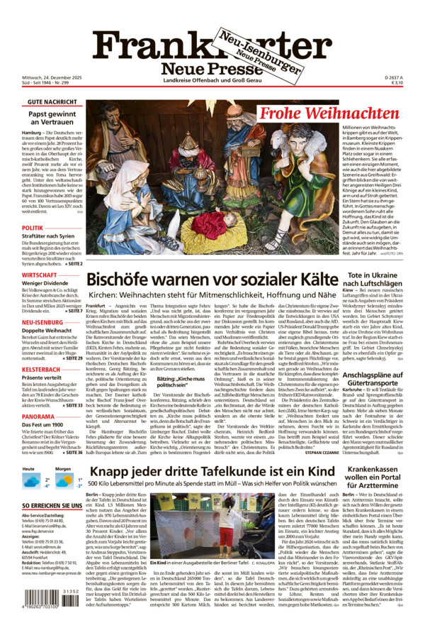 Neu-Isenburger Neue Presse vom Mittwoch, 24.12.2025