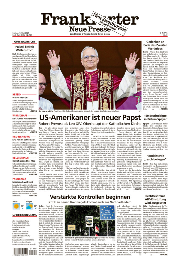 Neu-Isenburger Neue Presse vom Freitag, 09.05.2025